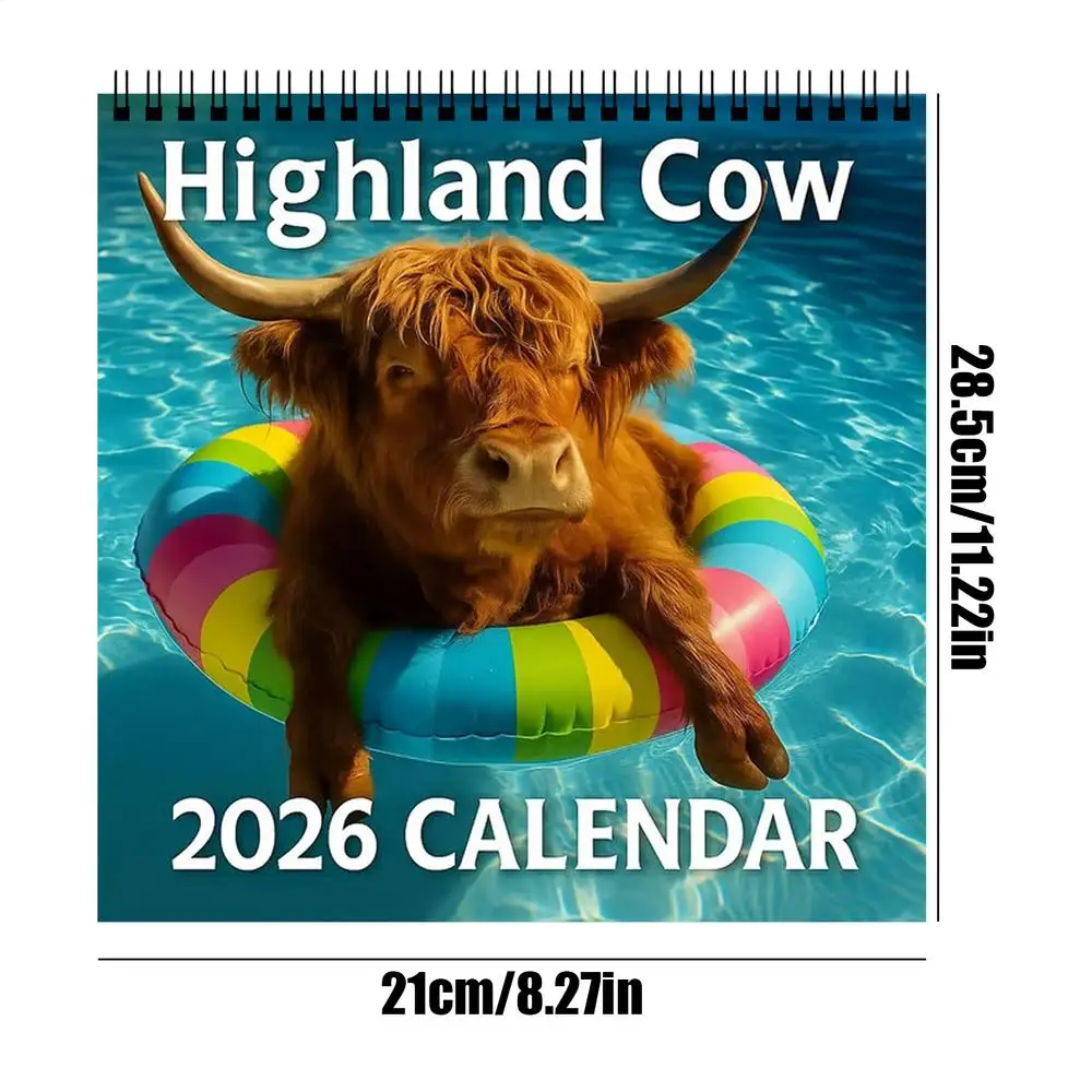Calendrier Mural 2026 Highland Cow - Calendrier Mural - Avec Calendrier