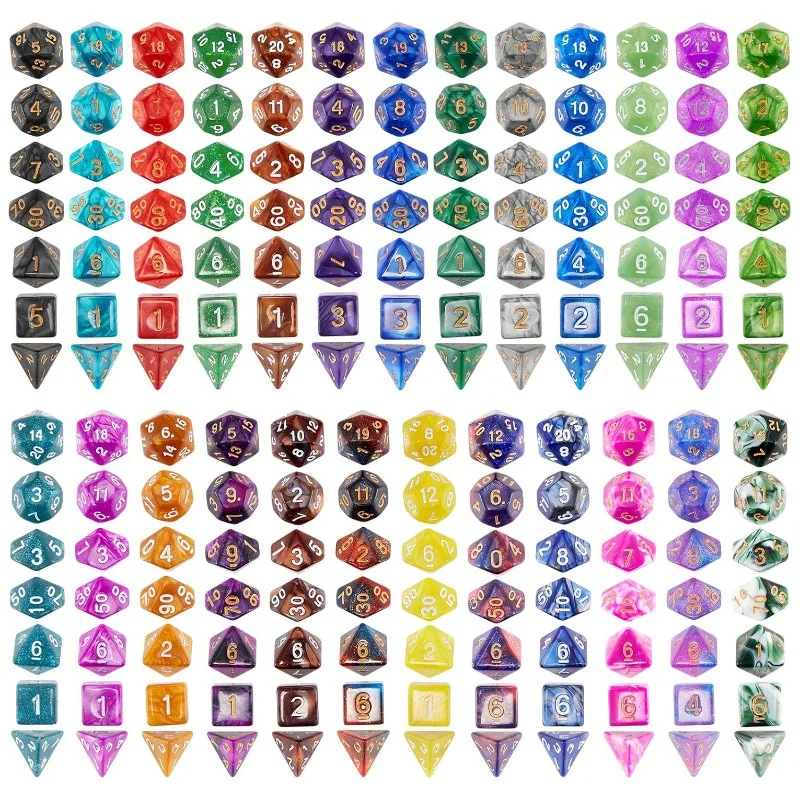 New Pearlescent Polyhedral Dice Set 105/70/49/35/21/7Pcs Multicolor D&D Role-Playing Board Games with Storage Pouches
