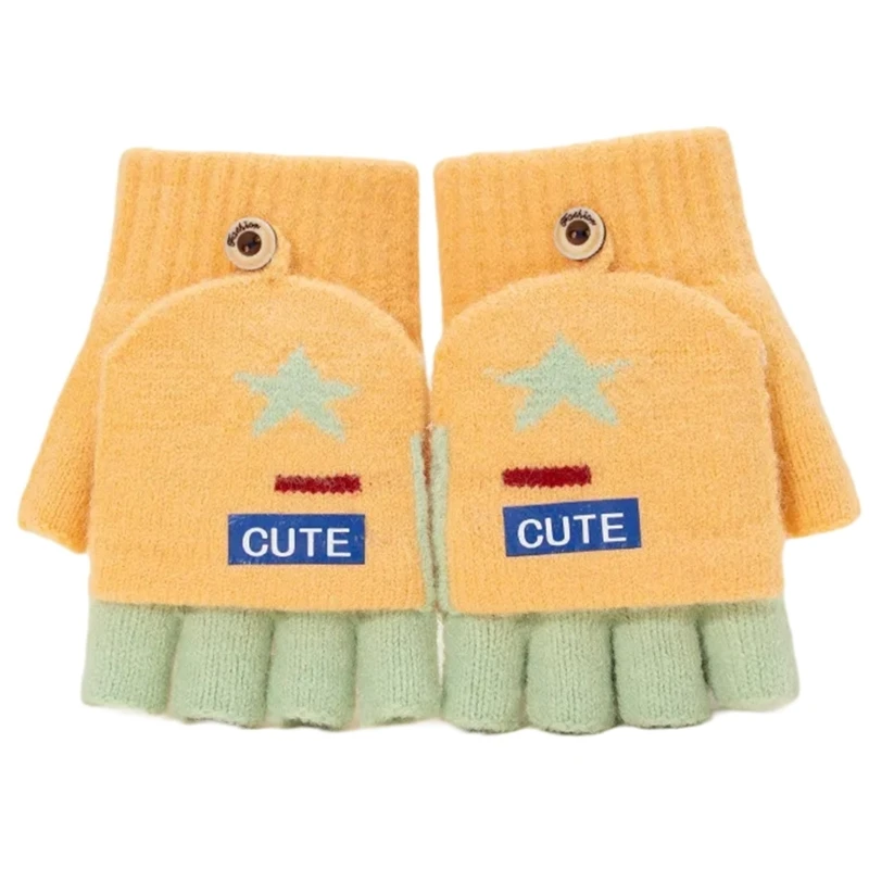 1pair Children Touchscreens Gloves Thermals Acrylic Yarn Gloves Flexible Mittens for Outdoor Sports and Indoor Tasks