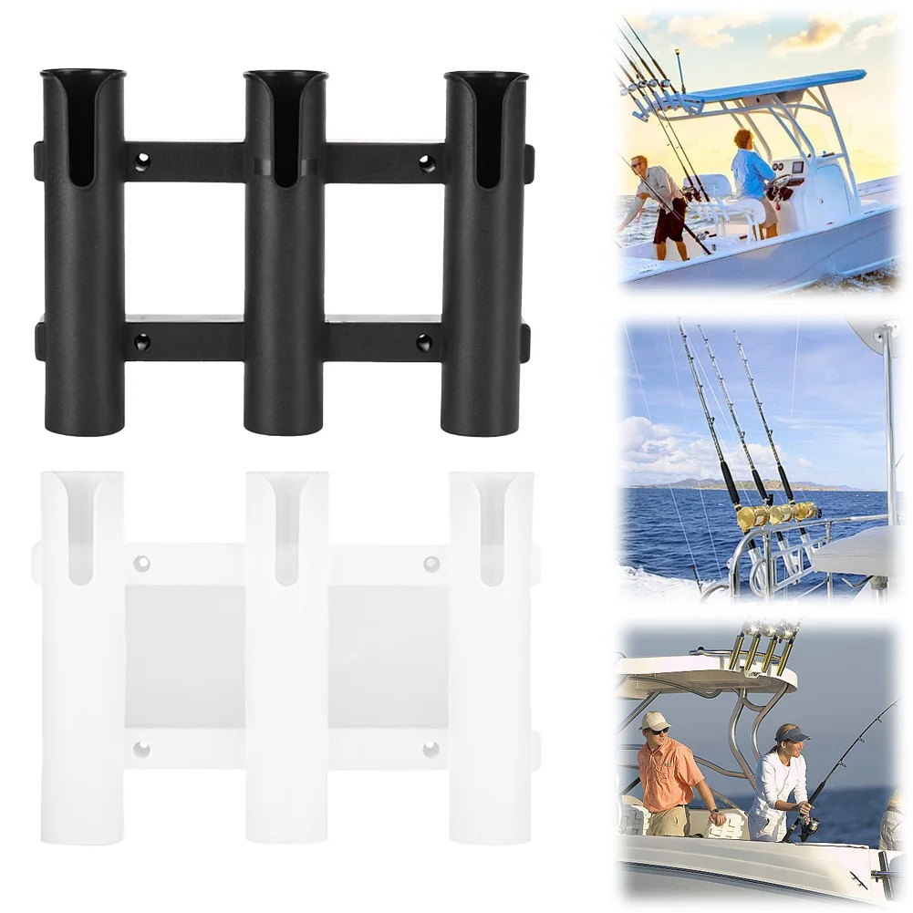 3 Tubes Link Wall Mounted Fishing Rod Holders Boat Rod Holders Plastic Fishing Rod Racks for Boat Garage Storage
