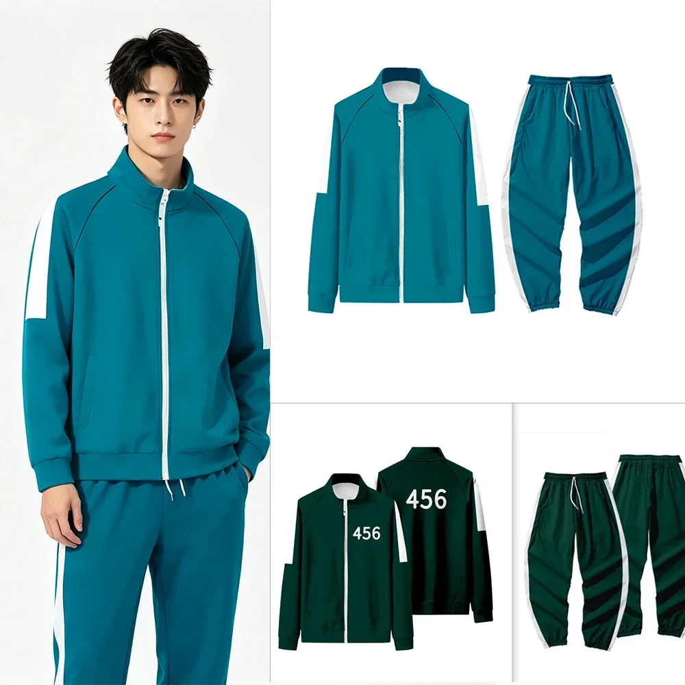 Costume Cosplay Calamari Games Seong Gi-hun, Abbigliamento da Film Coreano 456 001, Tuta per Adulti, Vestiti per Travestimento, Felpa per Uomo e Donna