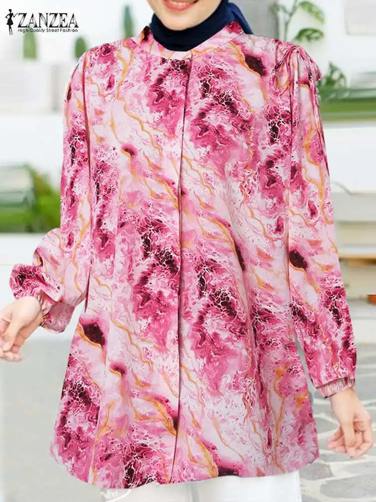 

ZANZEA Women Bohemian Autumn Long Sleeve Holiday Blouse Muslim Tops Islamic Clothing Marocain Blusa Vintage Floral Printed Shirt