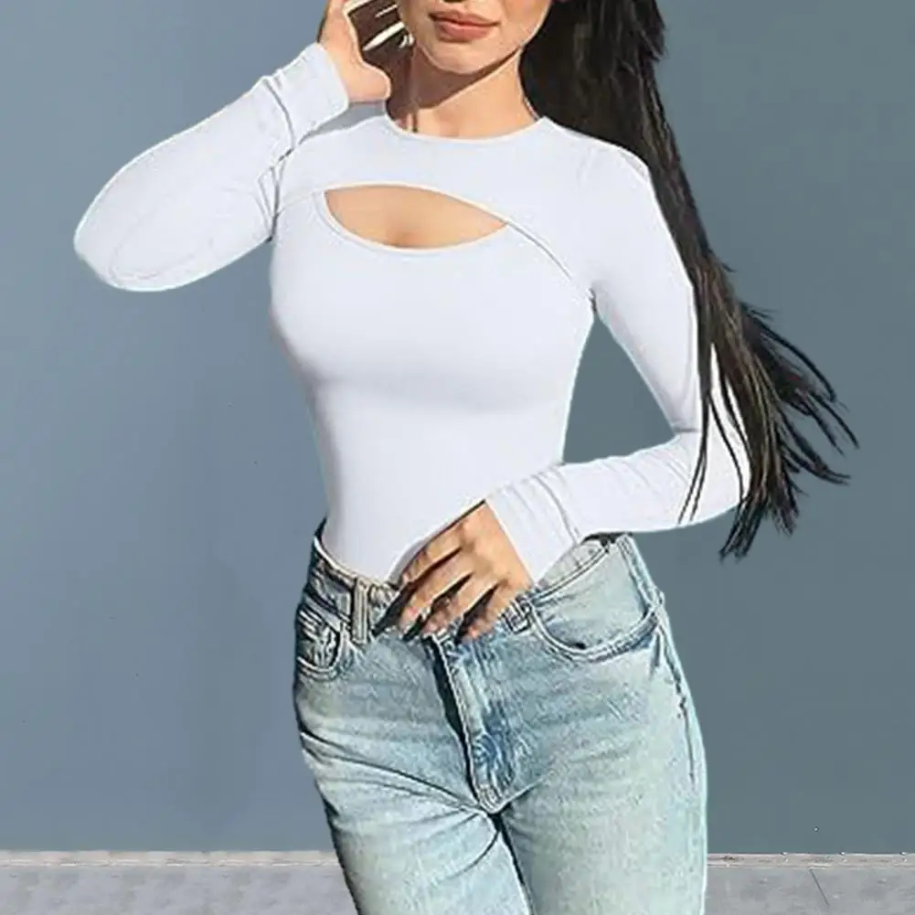 Sexy Long Sleeve O Neck Casual Bodysuit Women Body Tops