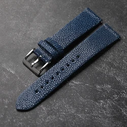 Elegant Handmade Pearl Fish Leather Bracelet in Black, Blue, and Green - 22mm (Blue)