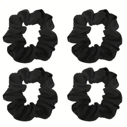Elegant Black Hair Scrunchies with Complimentary Hair Accessories (Black - 4pcs)