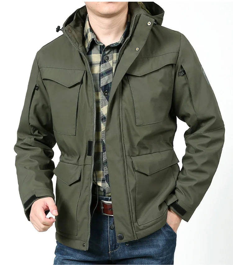 jaquetas corta-vento, casaco grosso com capuz, bolso