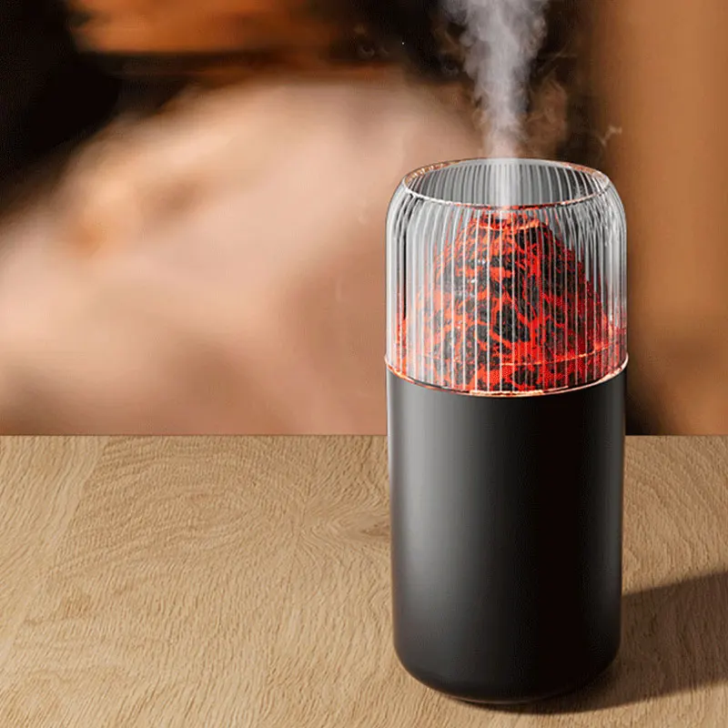 Air Humidifier with Colorful Night Lights Simulation Colorful Flame Volcano usb Power Car Desk Bedroom Humidification