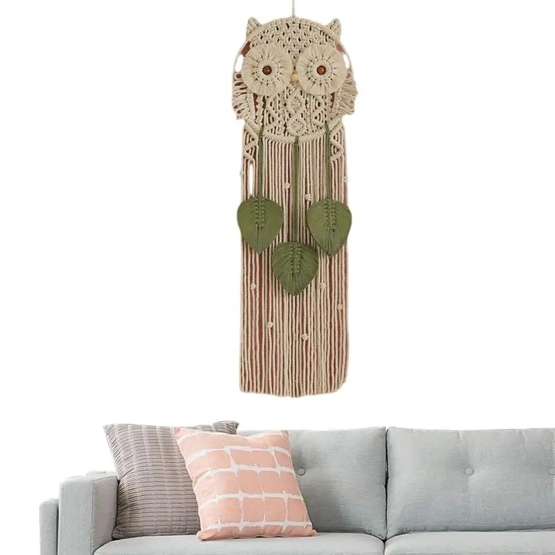 

Макраме в виде совы, Настенный декор, плетеный вручную, украшение для спальни, креативный богемный настенный художественный гобелен для гостиной