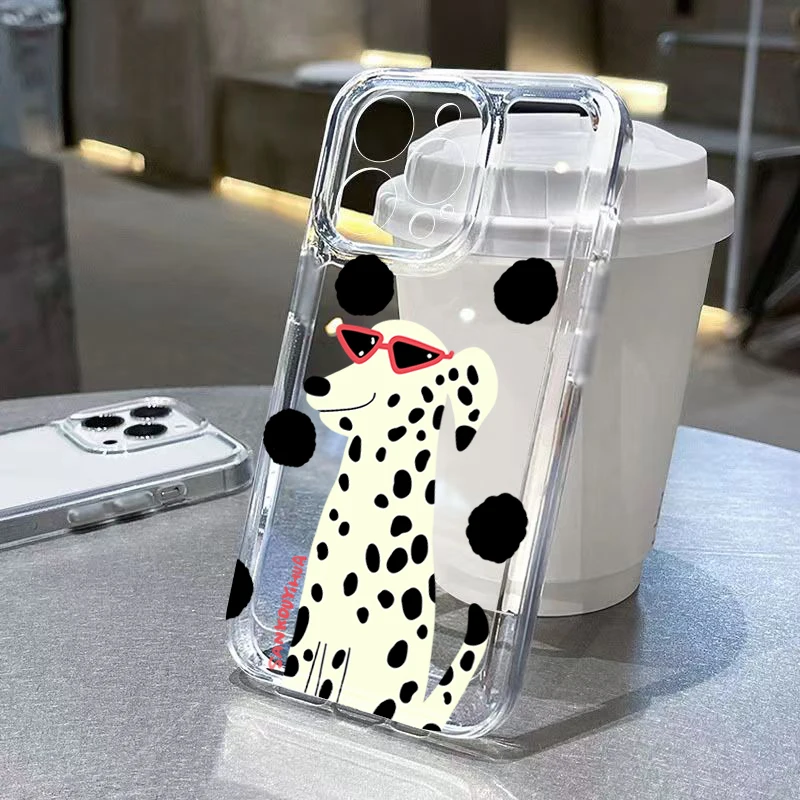 Cartoon Dalmatian Glasses & Scarf Design Phone Case