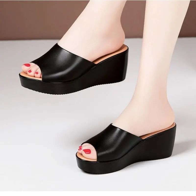 

Thick-soled Slippers Women's Fashion Outer Wear Sponge Cake Thick-soled Flip-flops 2023 New Summer Lazy Net Red Sandals Women