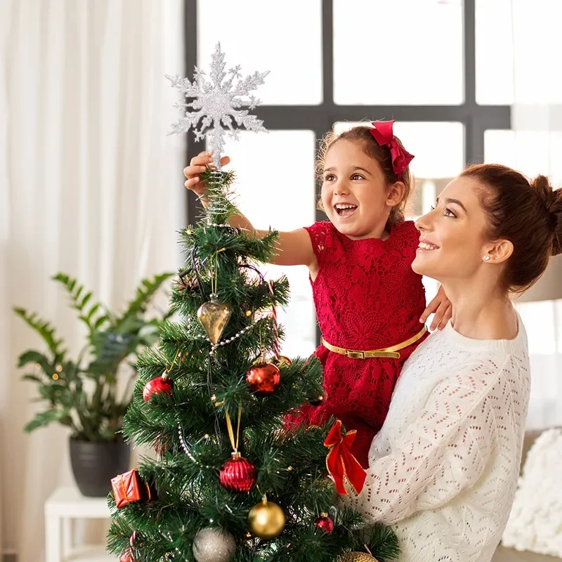 Christmas Tree Top Glitter Gold Silver Star Xmas Tree Snowflake Ornaments Christmas Decoration For Home Natal New Year christmas tree decoration,christmas star decoration