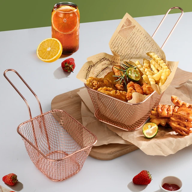 Mini Square Fry Basket Metal French Fries Chips Holder with Handle Desk Food  Presentation Mesh Basket Kitchen Accessories Tools - AliExpress