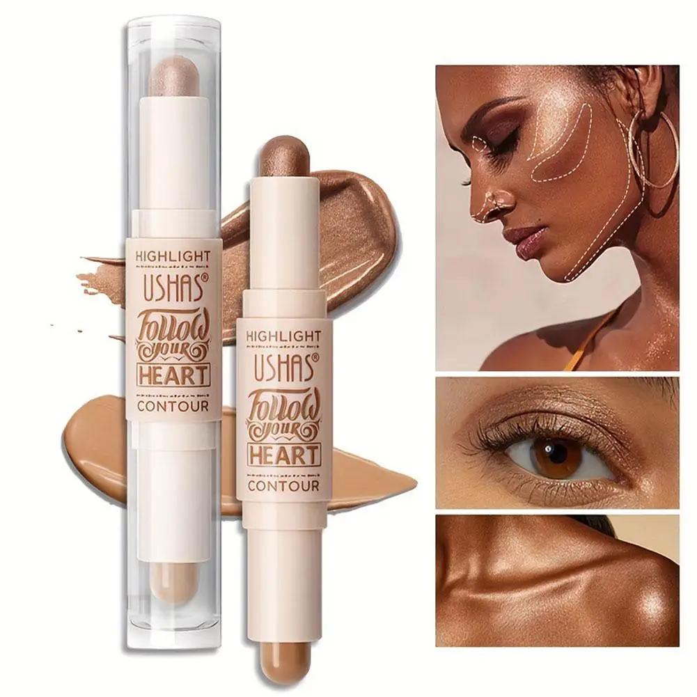 

2 IN 1 Shimmer Bronzers Contour Stick Waterproof Multi-purpose Concealer Illuminator Face Shaping Modify Pen Highlighter Sh S2U3