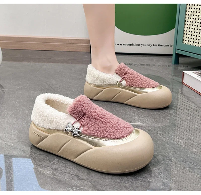 

Winter Shoes for Women Fashion Casual Slip-on Round Toe Warm Loafers Ladies Comfort Walking Padded Shoes Zapatillas De Deporte
