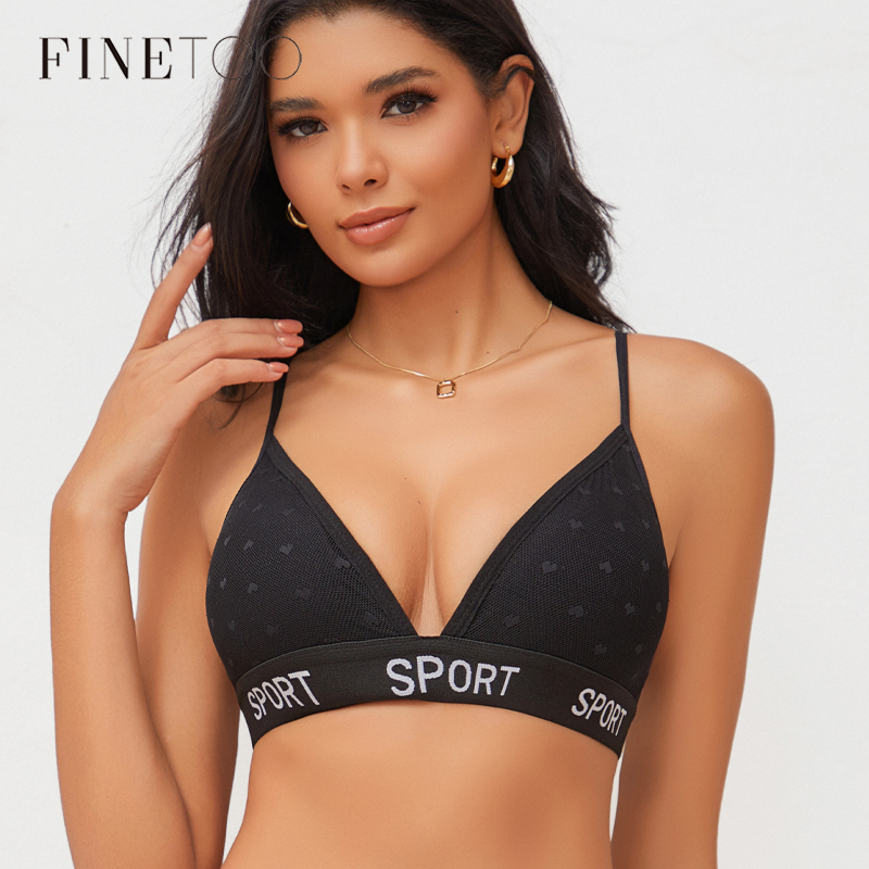 Lace Embroidery Underwear For Women Sexy Beauty Back Padded Bra Thin Straps Triangle Cup Satin Bralette Girls Breathable Bra New