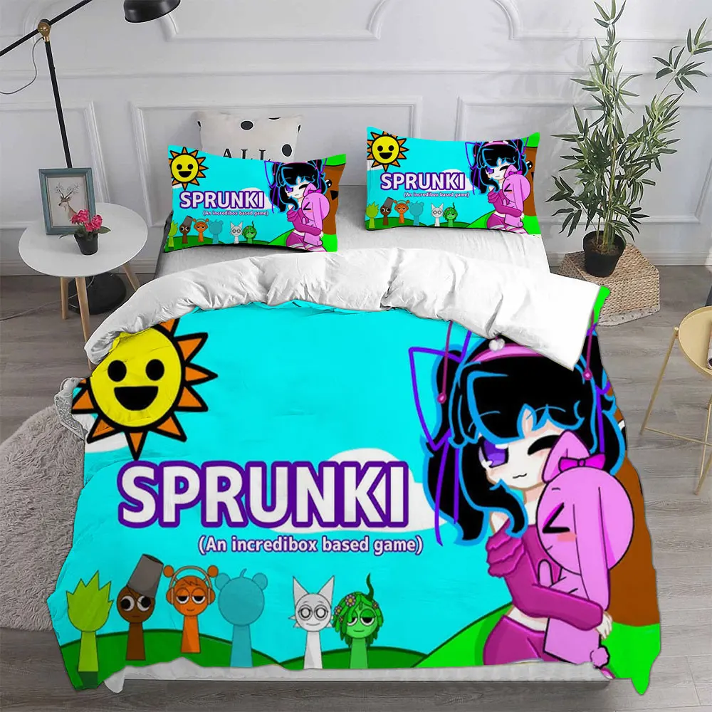 Sprunki Bedding Sets Soft Bed Cover Comforter Duvet Cover Pillow Case 2-3 Pieces Sets Teenagers Children's Gifts Bedroom Decor 6