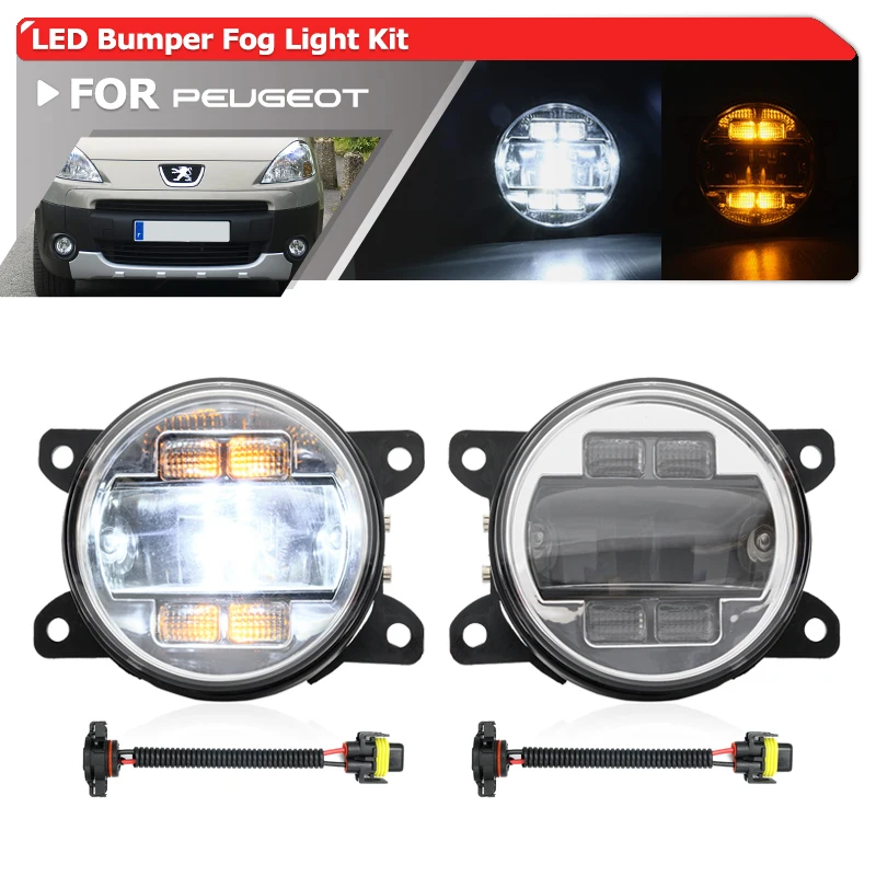 

Amber/White LED Bumper Fog/DRL/Turn Signal Lights For Peugeot 207 SW 108 208 2008 308 3008 4008 5008 Phase 1 Expert Partner