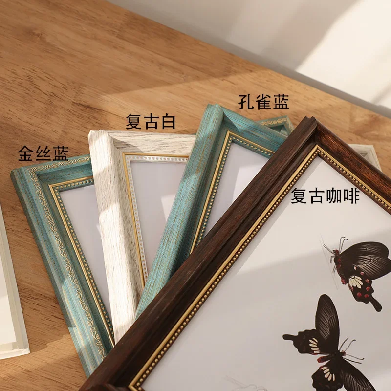 美しいフレーム、ヴィンテージブラウンピーコックブルーデスクトップ