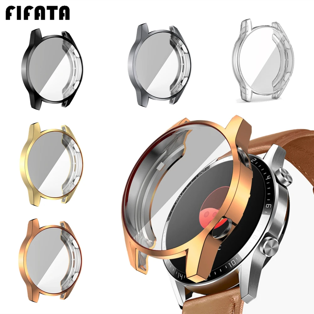Smart Watch Case FIFATA TPU Protection For Huawei Watch GT 2 42mm 46mm Cover Full Coverage Screen Protector Shell Bumper