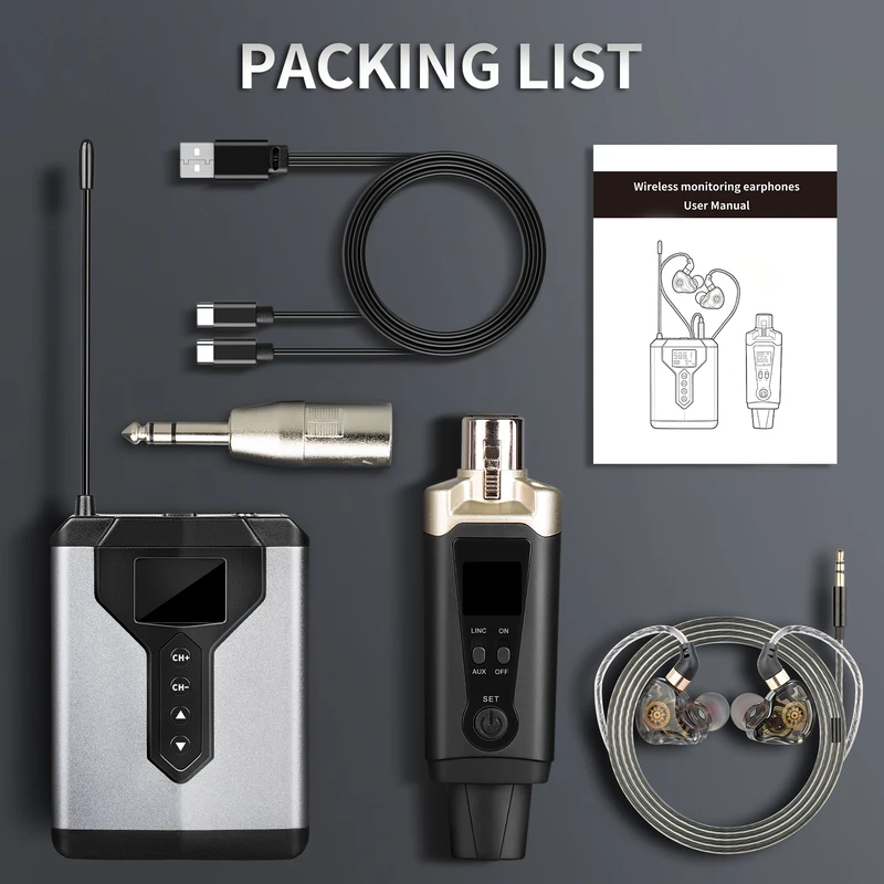 Stereo UHF in-ear monitoring wireless system DT1/2/4