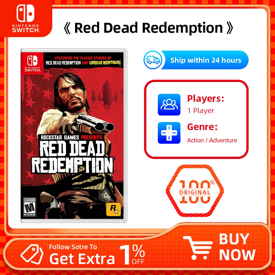 Nintendo Switch Game - Red Dead Redemption - Games Cartridge