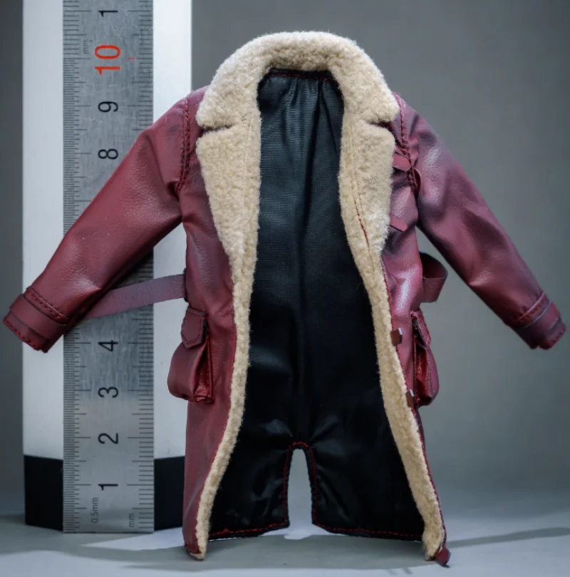 

1/12 Scale Fur Collar Purple Leather Overcoat for 6 '' Figure