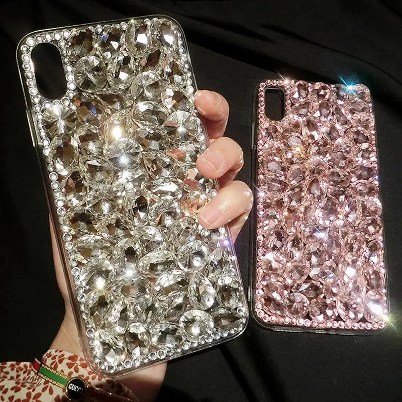 Korean Bling Crystal Diamond Phone Case with Stone Accents