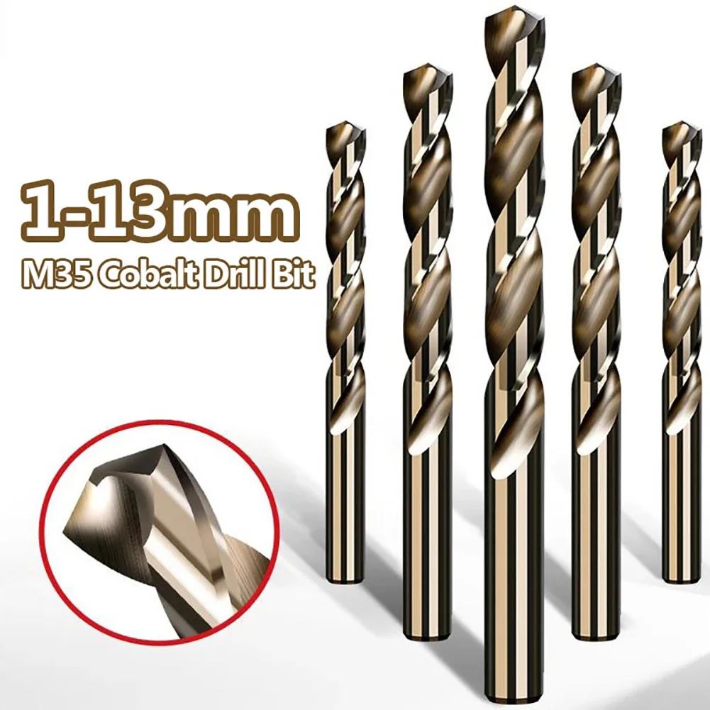 

1pc 1mm-13mm HSS-Co M35 Cobalt Drill Bit Straight Shank For Stainless Steel Drilling Metalworking Hole Cutter Power Tools Access