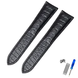 Premium Alligator Leather Watch Strap - Elegant Unisex Design - 17mm (Black - No buckle)
