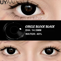 Vibrant Red Halloween Cosplay Contact Lenses - 14.5mm Anime - Inspired Cosmetic Eye Color Enhancers (Circle Block Black)