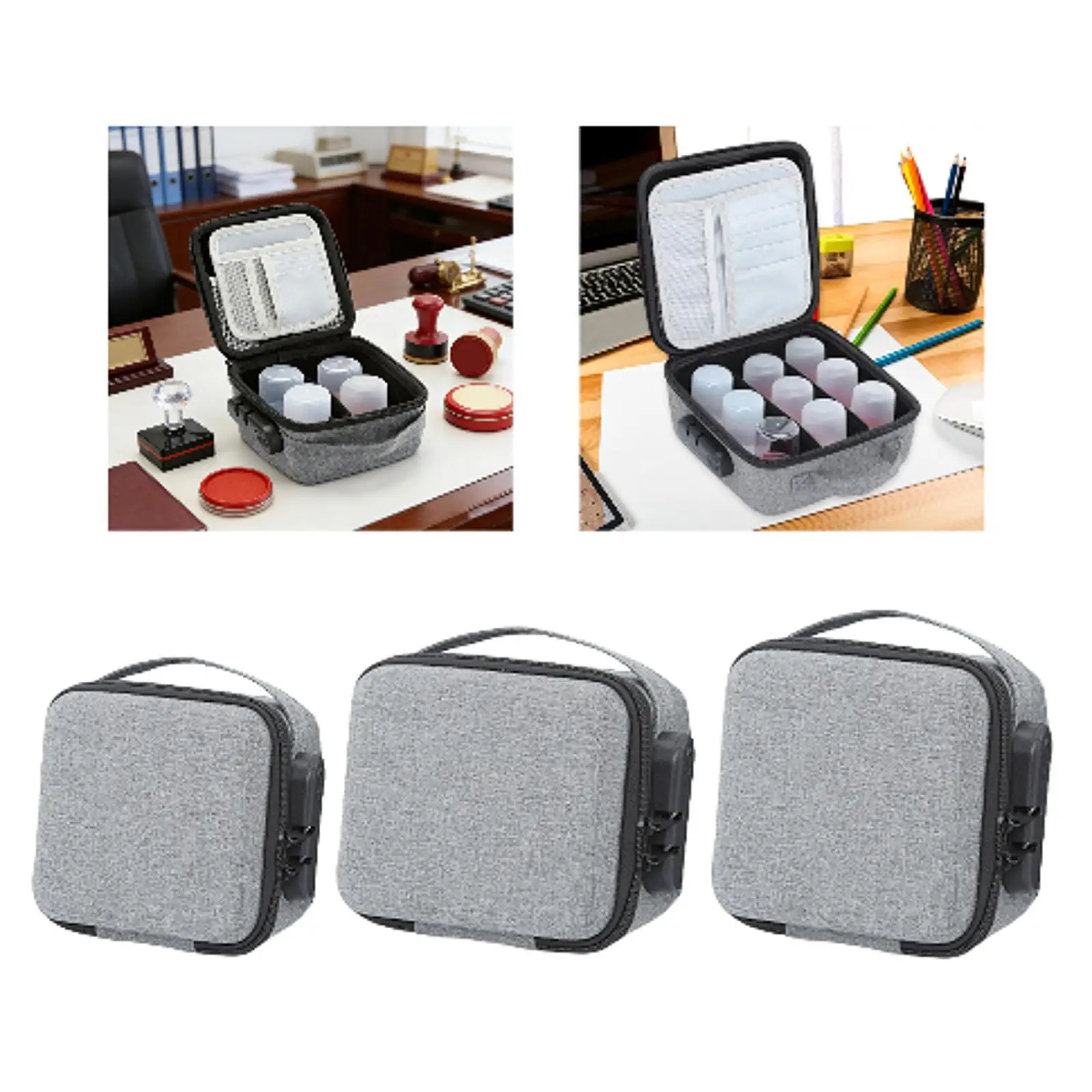 사무실 스탬프 잠금 상자 휴대용 파우치 토트 메쉬 포켓 핸드백(조합 잠금 장치가 있는) 여행용 보관 가방(야외용)