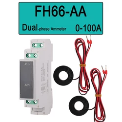 Din Rail Mount Voltage and Current LED Digital Display Meter - 1 Piece (Dual Ammeter)