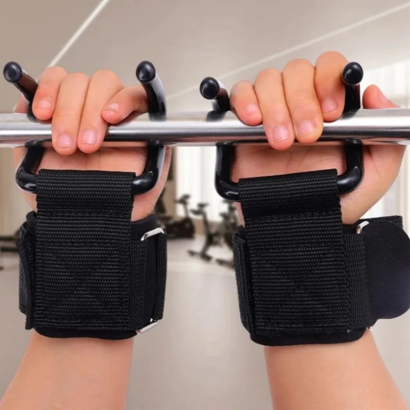 1Pc Weight Lifting Hook Grips with Wrist Wraps Hand-Bar Wrist Strap Gym Fitness Hook Weight Strap Pull-Ups Lifting Gloves weightlifting straps