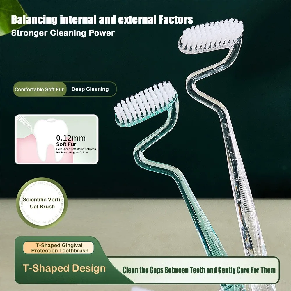 New Soft S-shaped Toothbrush Massage Tongue Coating Cleaning Interdental Brush Oral Care Vertical Toothbrush Adults