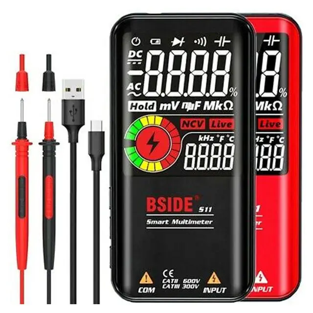 BSIDE S10/S11 Digital Multimeter 9999 T-RMS 3.5"LCD Color Display DC AC Voltage Capacitance Ohm Diode NCV Hz Live wire Tester