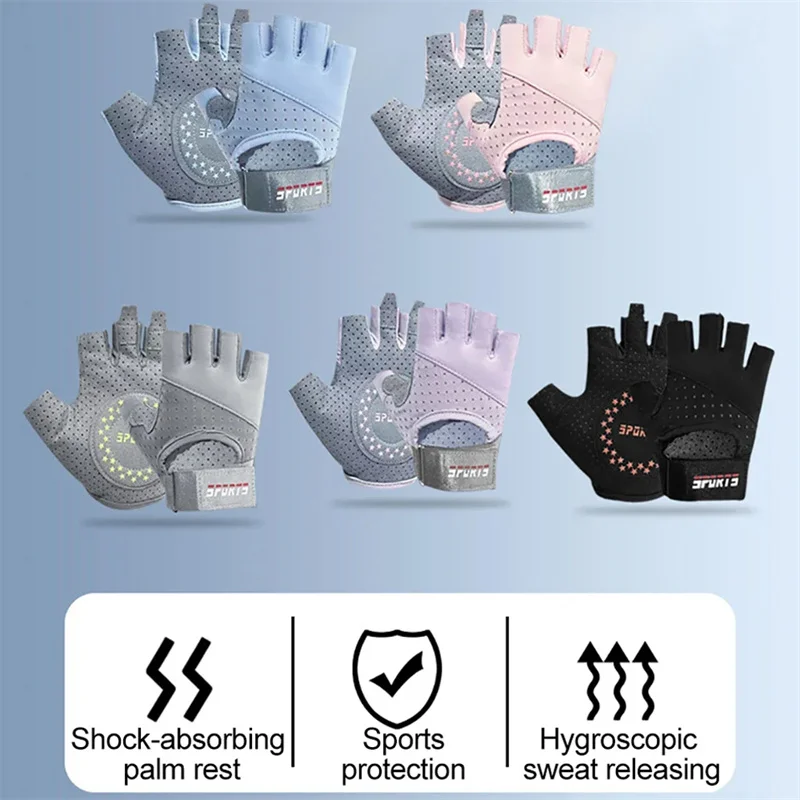 1 Pair Cycling Glove Half Finger Road Bike Silicone Pads Breathable Outdoor Sports Workout Gloves Mountain Bike Gloves Anti 3