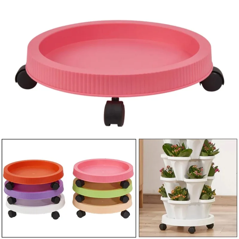 Plant Stand Pot Trolley with Wheels Movable Plant Caddy Potted Flower Mover for Flower, Vegetable Home Furnishing