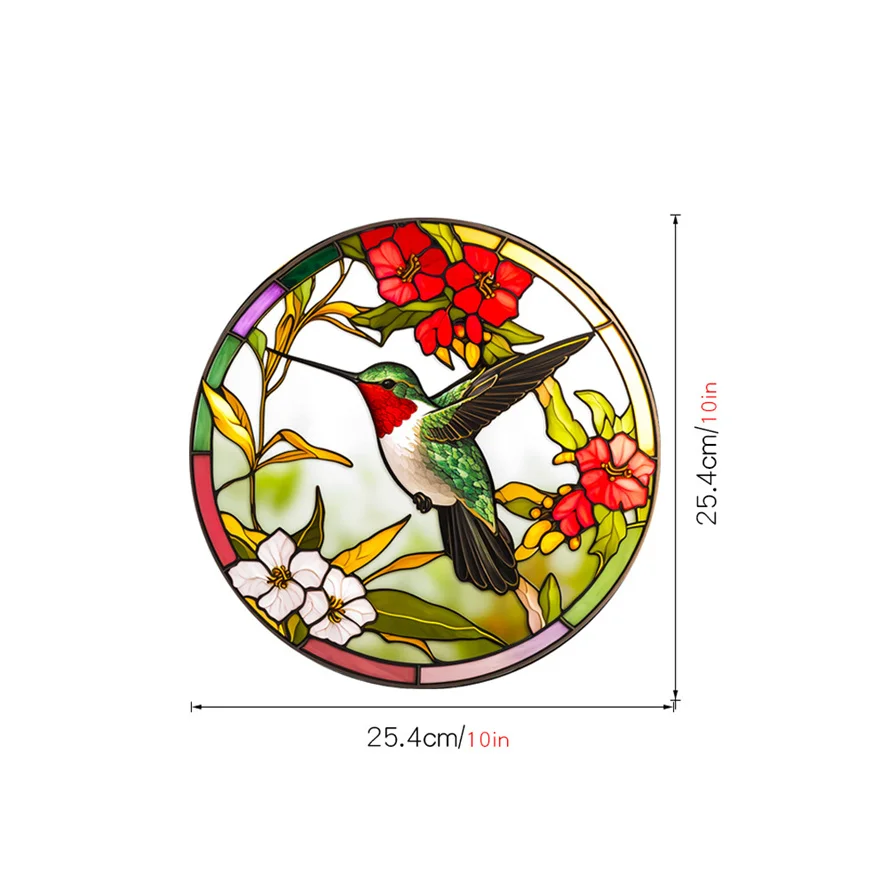 Antique Color Dyed Hummingbird Iris Japonica Window Glass Electrostatic Sticker Detachable Decorative Film Home Decorations