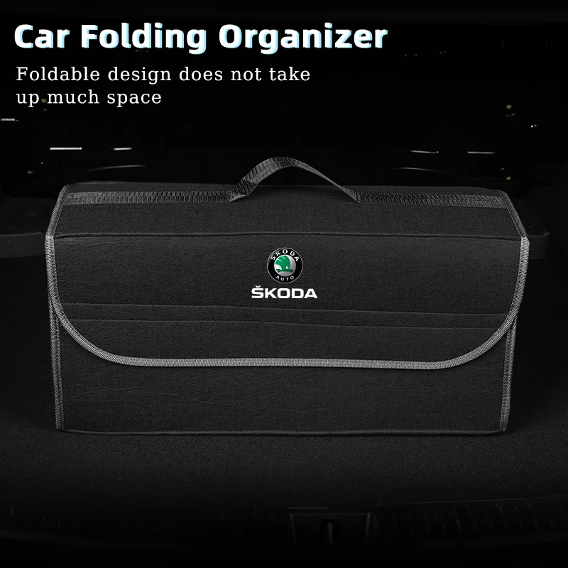 Auto Stamm Lagerung Tasche Filz Verstauen Box Werkzeuge Organizer Zubehör Für Skoda Octavia Superb Schnelle Kodiaq Karoq Fabia Kamiq – Detail 6