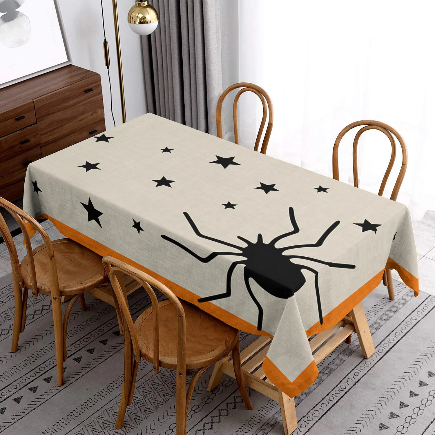 

Halloween Tablecloth Spider Web Crow Coffee Table Tablecloth Party Decoration Stain Proof Halloween Printed Tablecloth
