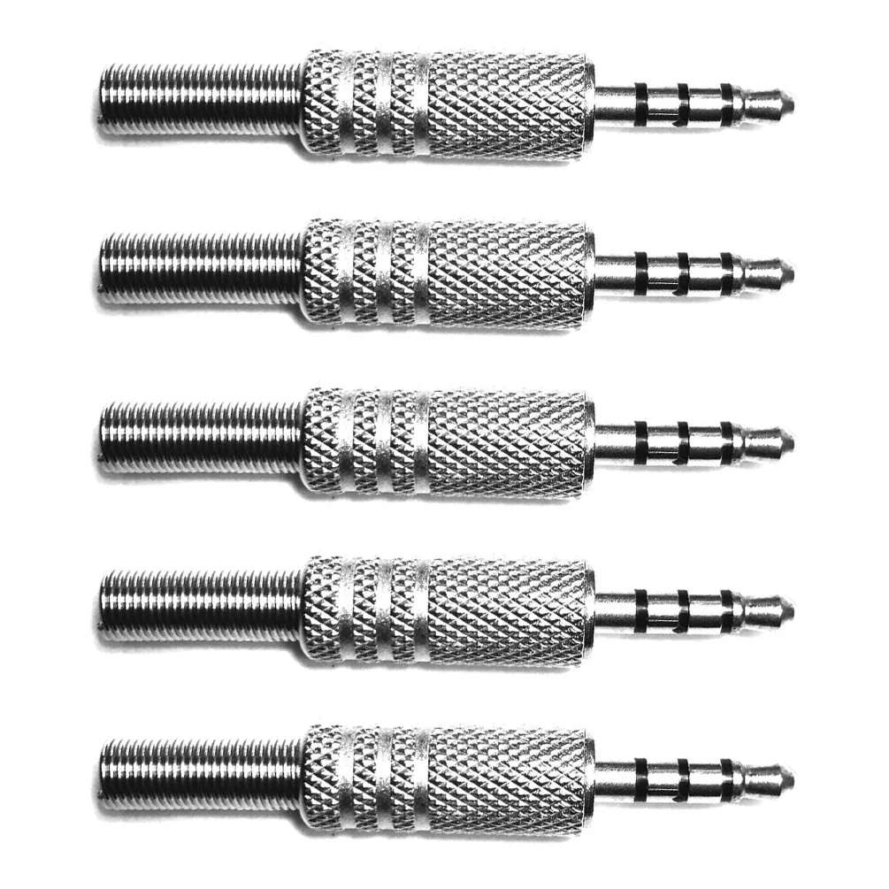 5PCS 3,5mm 4-Pole TRRS Männlichen Bau Stecker Reparatur Kopfhörer Jack Audio Löten Ersatz Stecker Löten Für kopfhörer
