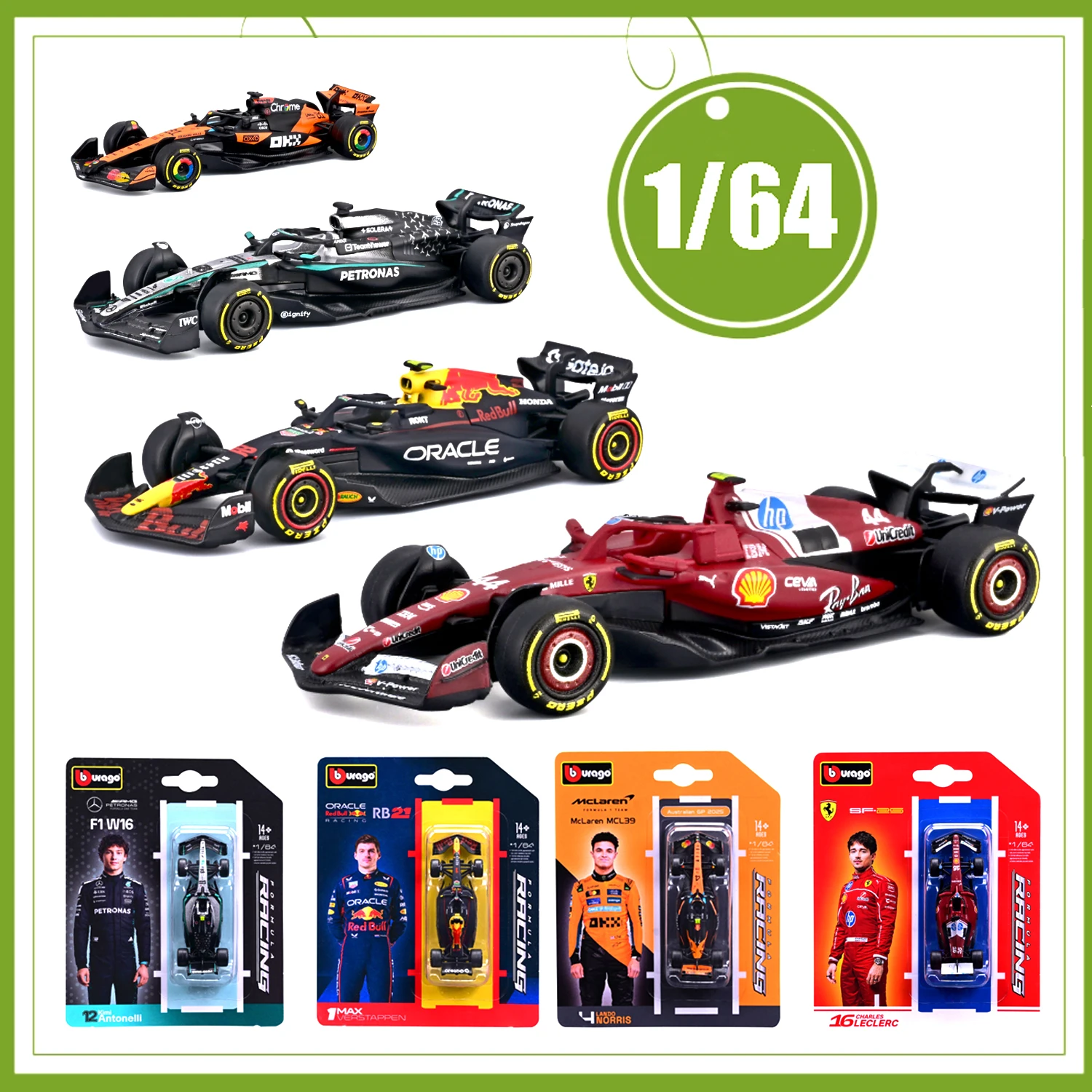 Deluxe 1:64 Scale Formula Racing Die-Cast Car Toy Collection
