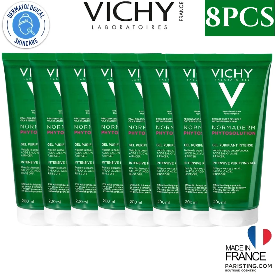 

8PCS Vichy Normaderm Phytosolution Cleanser Gel 200ml Deep Cleaning Grease Improve Skin Moisturizing Soothing Sensitive Skin