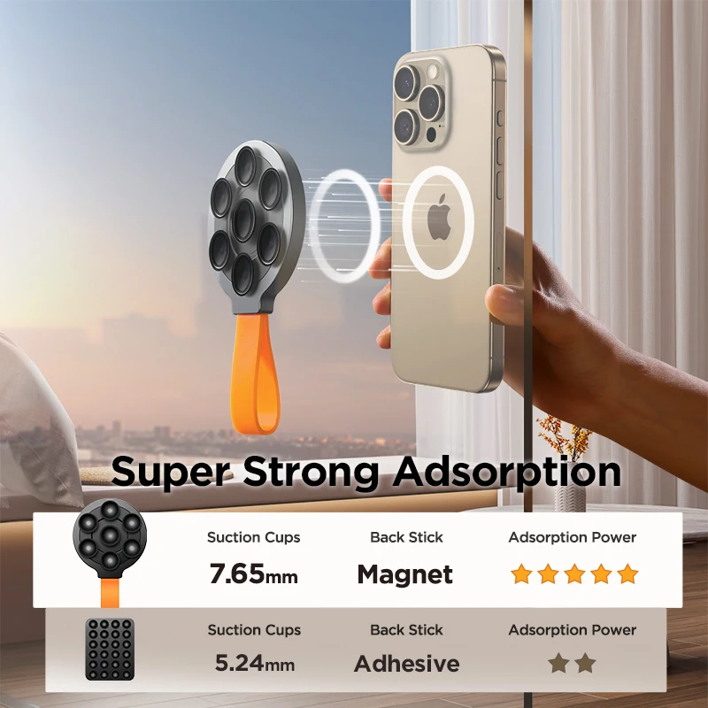 Joyroom Magnetic Suction Cup Phone Mount Hands-Free Mirror Shower Silicone Suction Phone Case Grip Stand Holder For iPhone 15 14