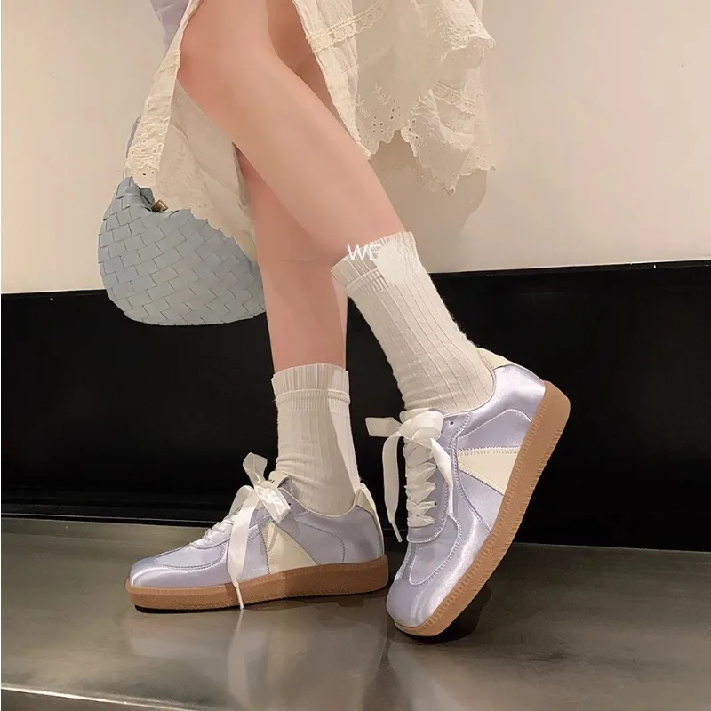 Moccasin Women's Shoes Half Slippers Flat Bottom Lace-Up Loafers Ladies Casual Outdoor Lazy Shoes Light Solid Color Flat Shoes