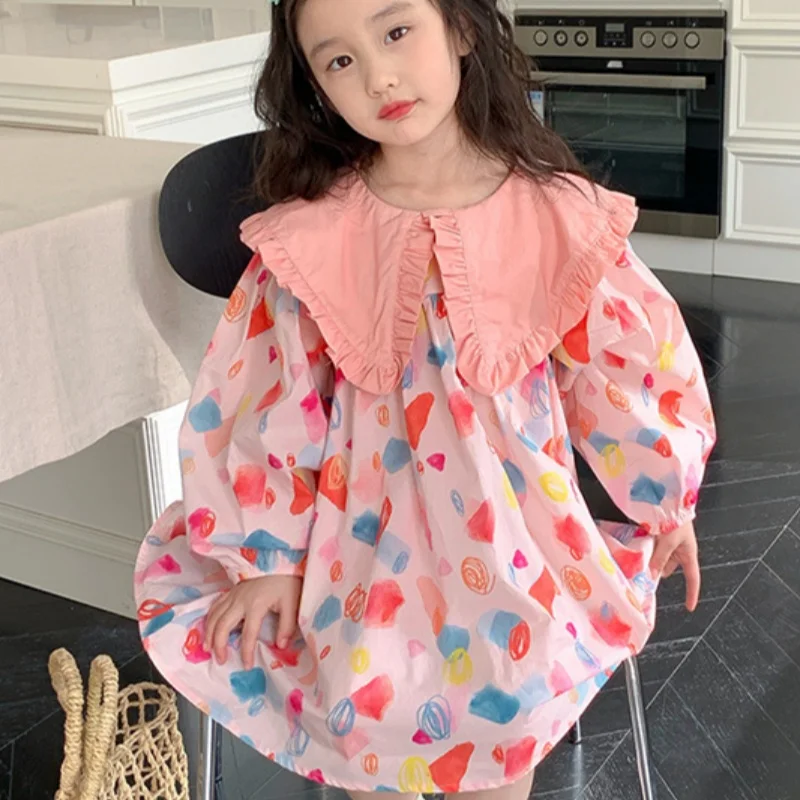 

Girl Dress Kids Party Birthday Evening Gown Cotton 2024 Cute Spring Autumn Teenagers School Beach Flower Girl Dress Children Clo