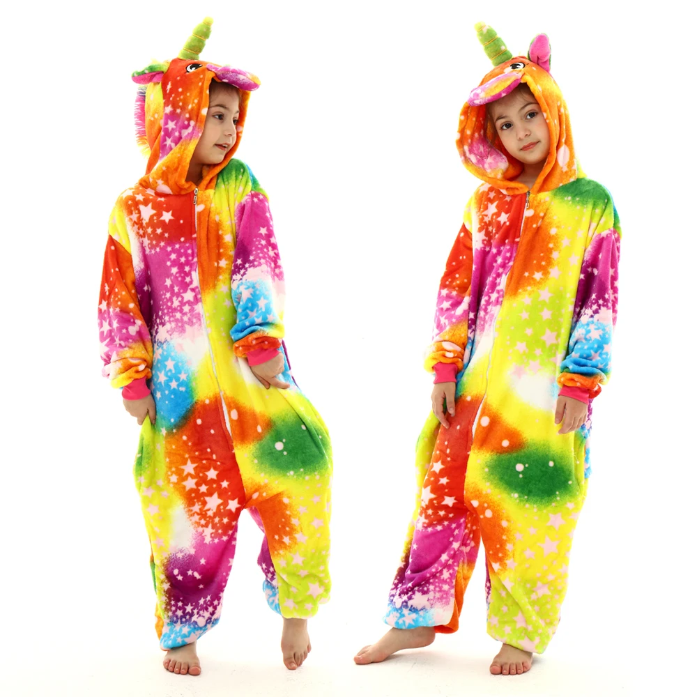 MINISO children unicorn pajamas kids stitch pijamas boys animal jumpsuits baby girls flannel kigurumi onesies for winter kids pajamas