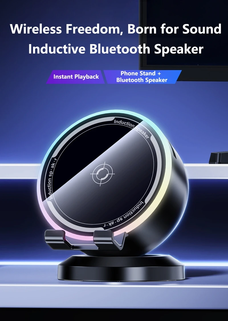 Sensore intelligente per supporto per cellulare, audio, luce RGB pulsante, altoparlante Bluetooth multifunzione da tavolo 2026_voghion.com