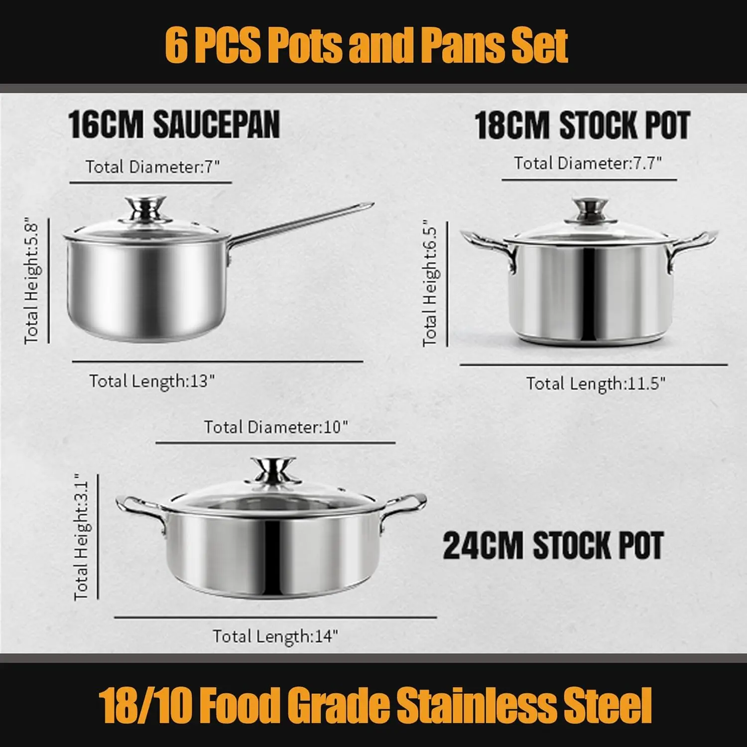 6-Piece Nonstick Stainless Steel Cookware Set 2