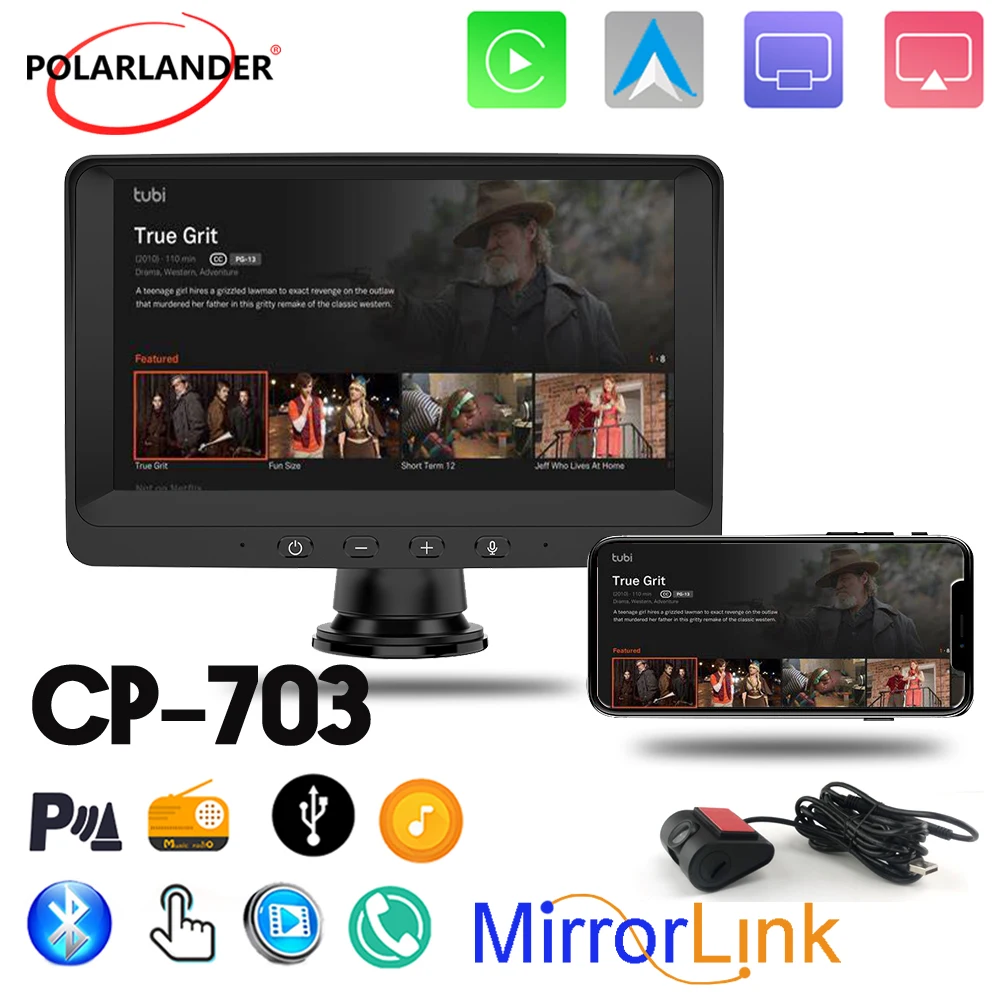 

Universal 7 Inch Touch Screen Stereo Car Display Bluetooth5.0 Wireless Android Auto/Carplay Multimedia For BMW Toyota Car